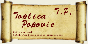 Toplica Popović vizit kartica